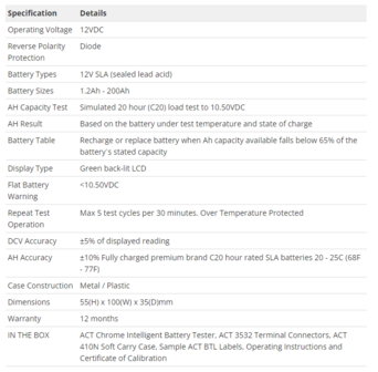 ACT CHROME 12V Intelligente Accutester t.b.v. 12V AGM Accu&#039;s