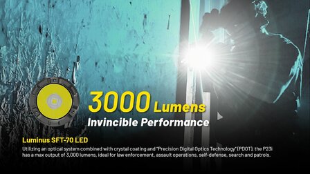 Nitecore P23i zaklamp 3000 lumen 470m met USB 6 standen