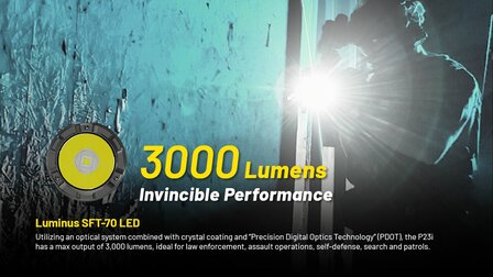 Nitecore P23i zaklamp 3000 lumen 470m met USB 6 standen